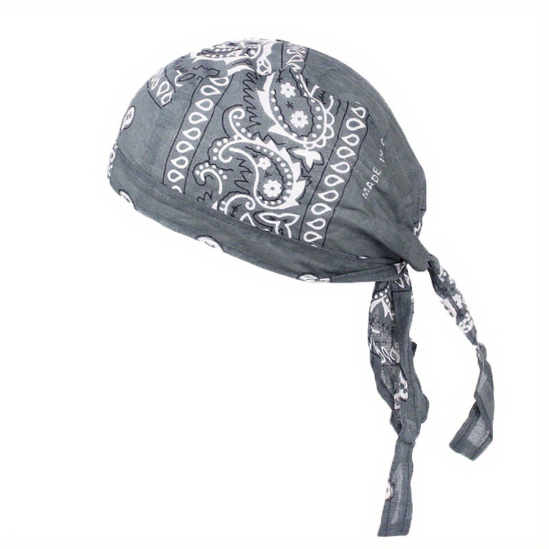 Men's Durag Bandanna Sports Du Rag Scarf Head Rap Tie Down Band Biker Cap