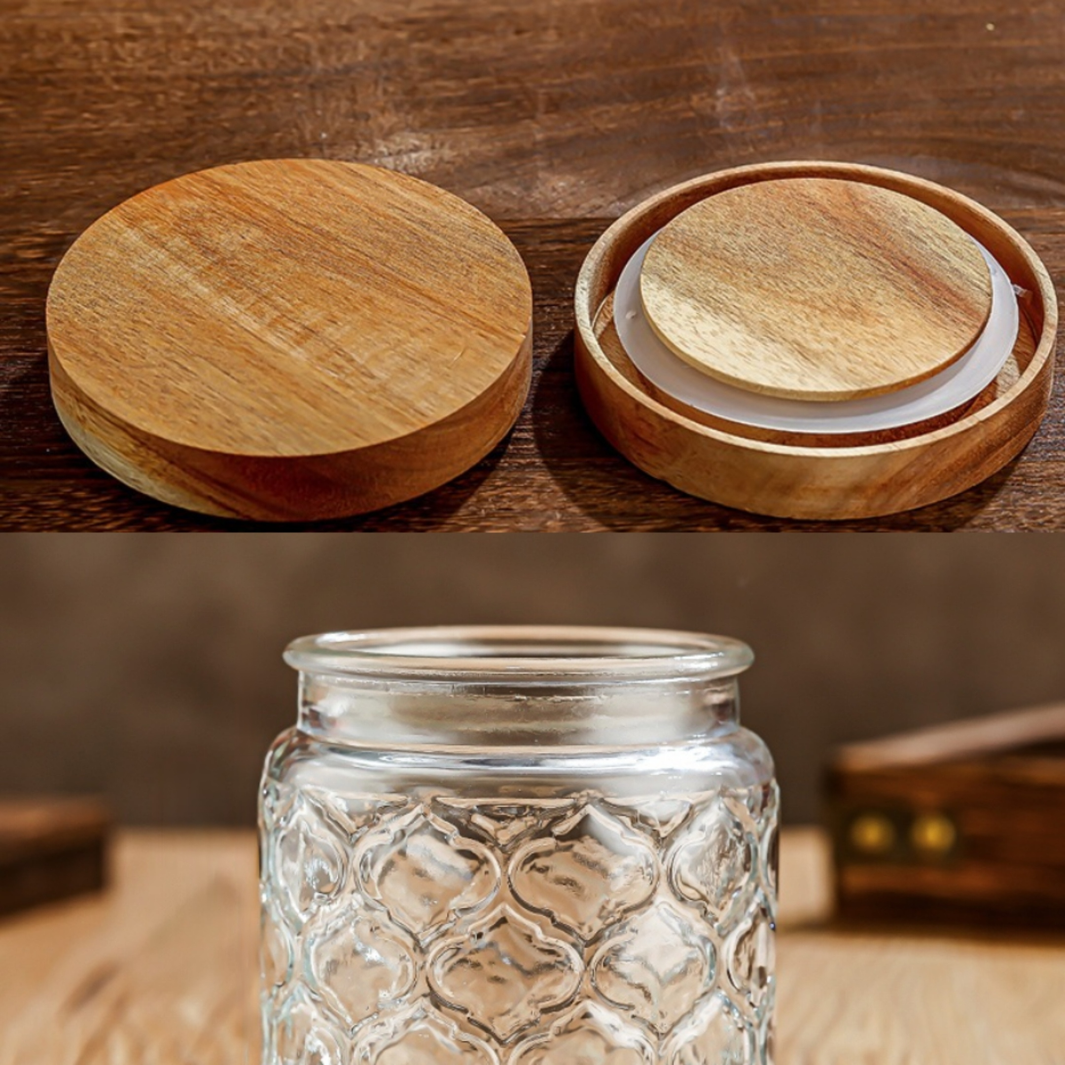 Vintage Glass Storage Jar With Airtight Wooden Lid Perfect - Temu