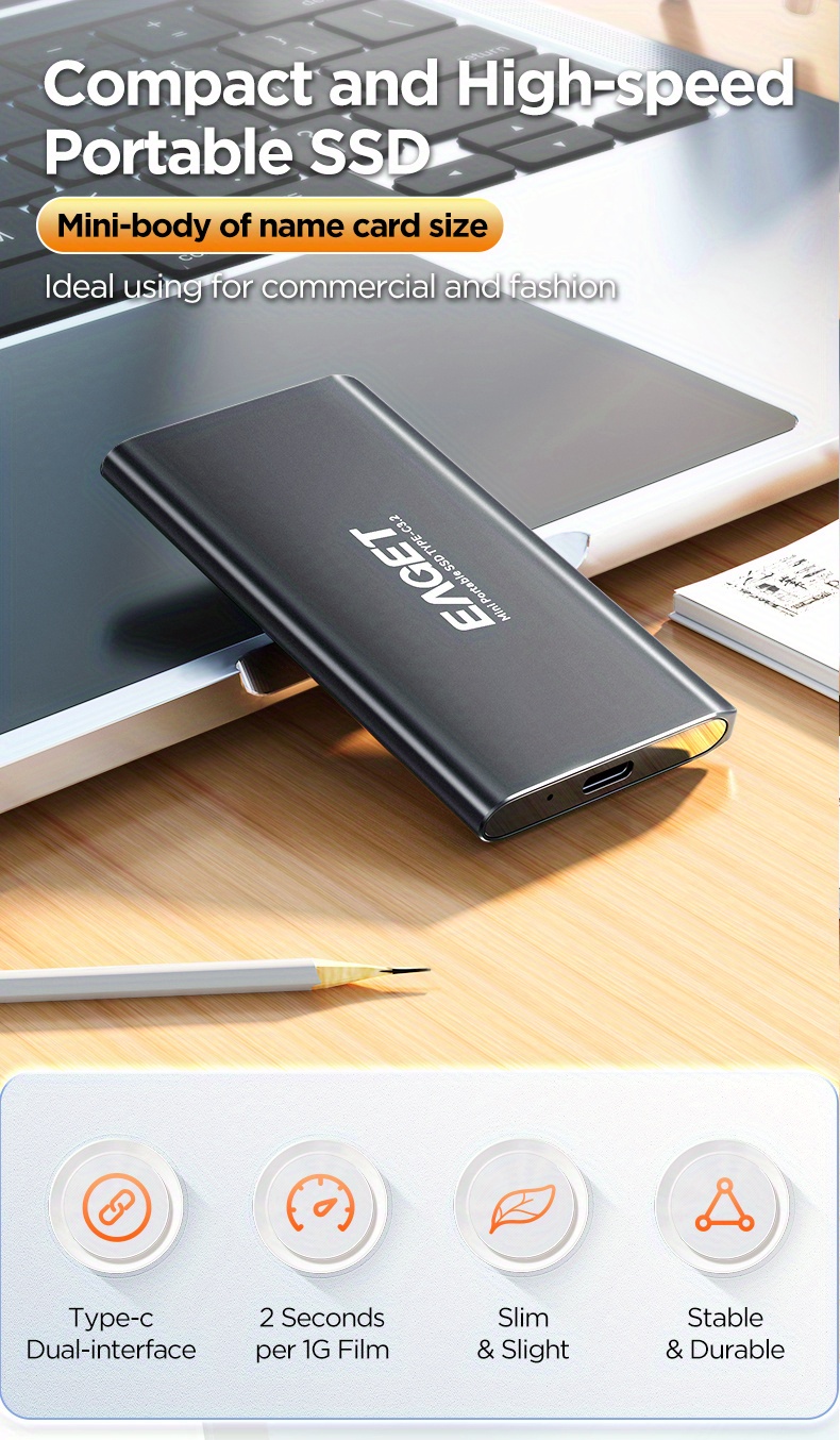 Ssd Portable 1to/2to Type-c Usb3.1 Pssd Externe 256go/512go Mini