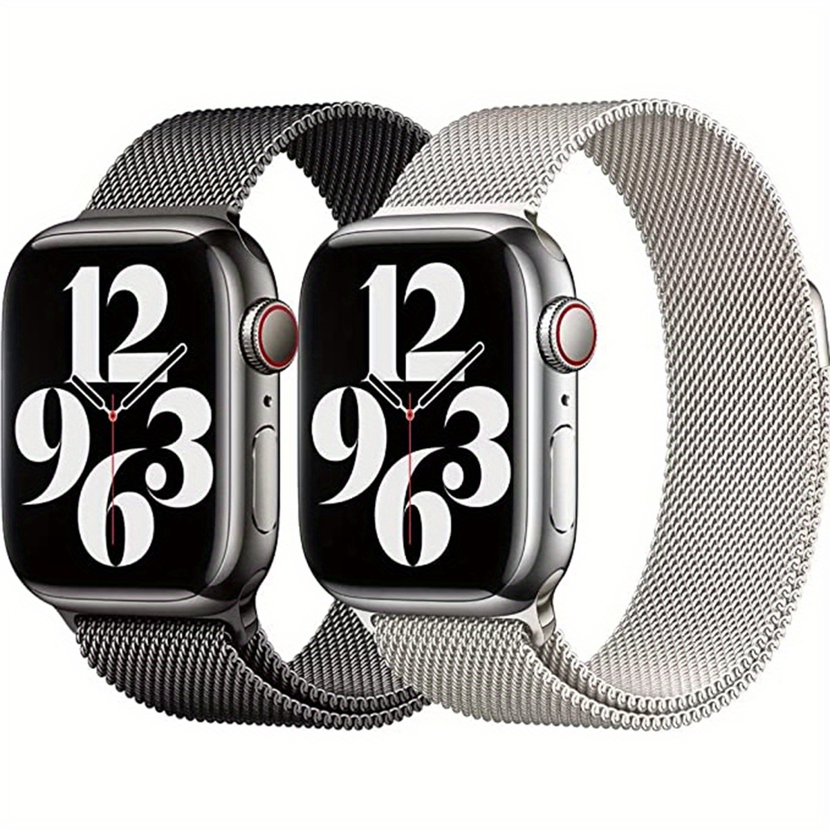  2 Pack Metal Magnetic Band Compatible with Apple Watch Bands  40mm 41mm 38mm 44mm 45mm 49mm 42mm Women Men, Stainless Steel Milanese Loop