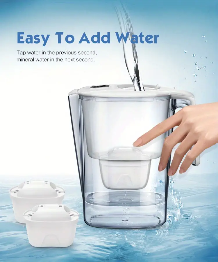 1 6pcs household water purifier system portable 3 6l water filter pitcher with filter element 100l effective filtration for home kitchen drinking water activated carbon water filter pitchen jug details 3