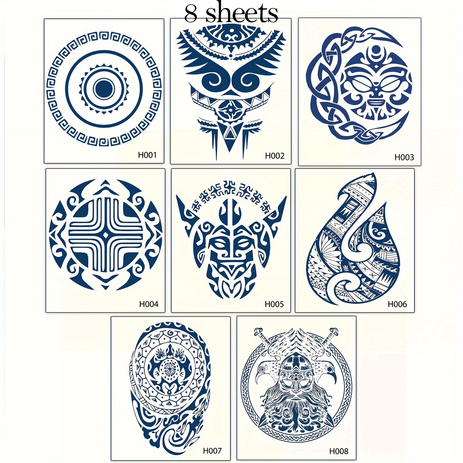 Aresvns Aztec and Viking Style Realistic Temporary Tattoos for Men and  Women, Blue Fake Tattoos for the Back of Hands and Forearms, 10 Sheets