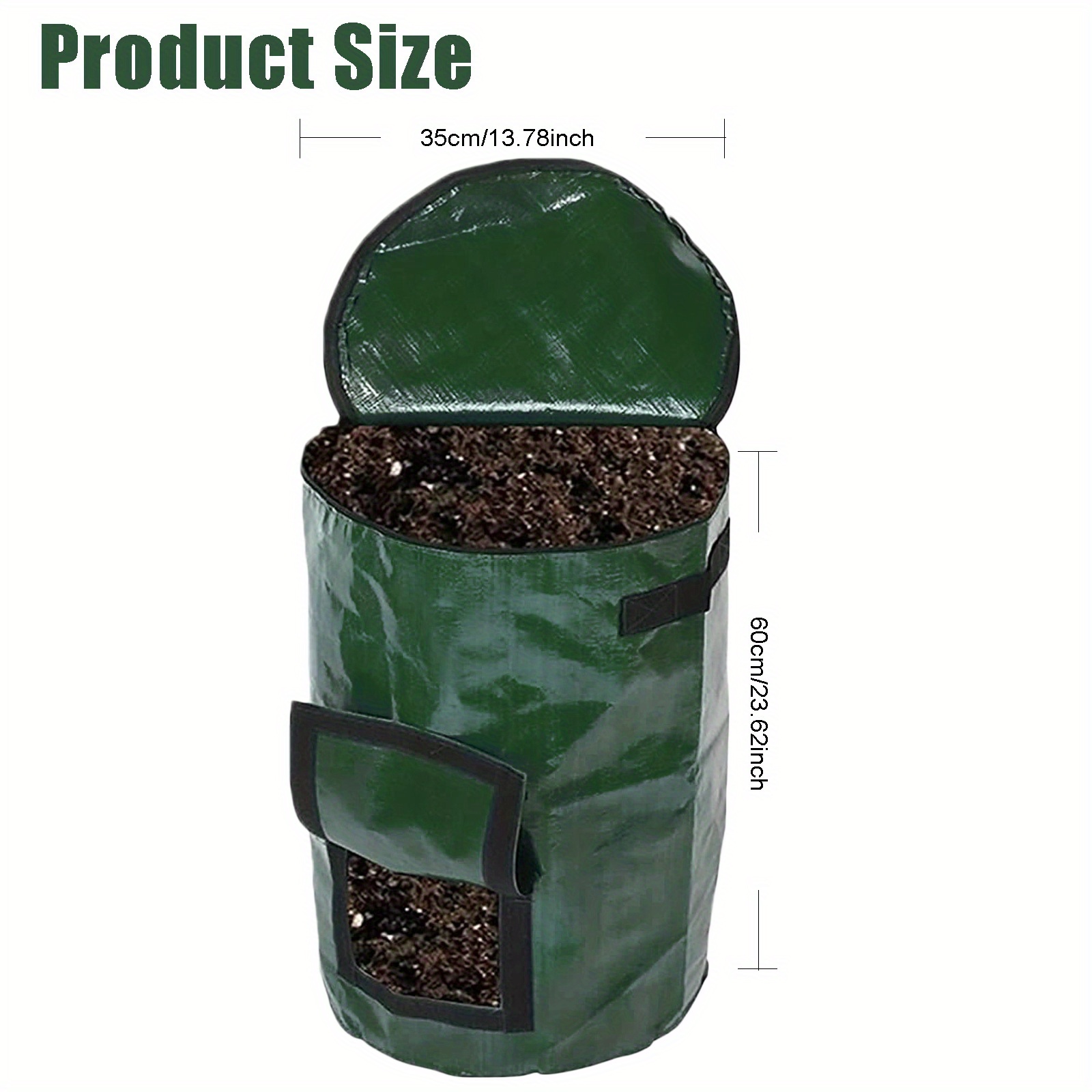 Garden Compost Bag, Outdoor Compost, Reusable Garden Waste Bag with Lid,  Collapsible Leaf Lawn Bags (2 Pack 15 Gallon/34 Gallon Multifunction