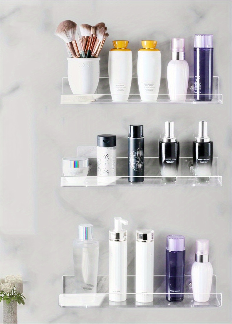 1pc Bathroom Transparent Storage Shelf, Wall-mounted Storage Rack, Makeup  Organizer Shelf, Partition Bookshelf, Cabinet Organizer Rack, Wall Cabinet
