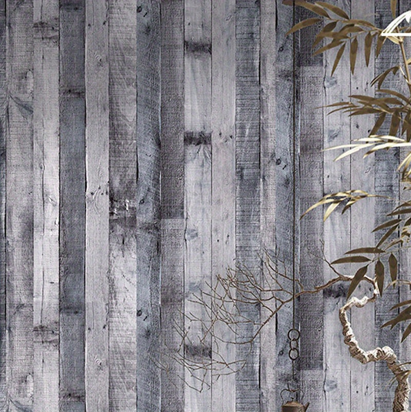 Vinyl wall murals with rustic white wood effect