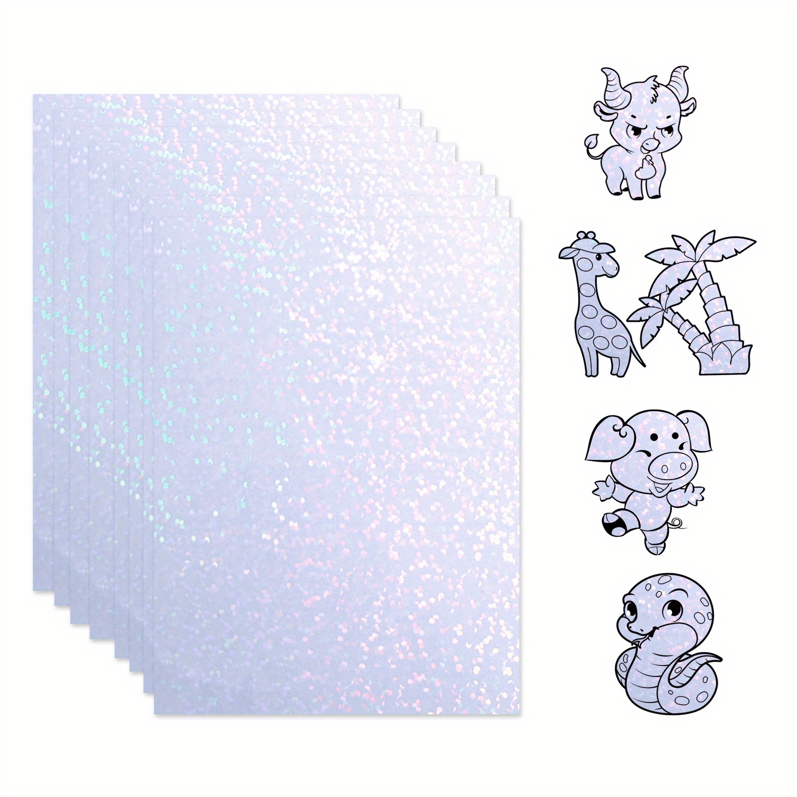 25 Sheets A4 Size Diamond Glitter Holographic Cold Laminate Sheet Premium Overlay Laminating Self-Adhesive Sheets