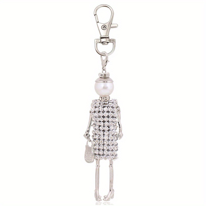 Image of Fashion Women Keychain | Trendy Rhinestone Pendant With Lobster Clasp, Alloy Material For Wedding And Christmas Gifts