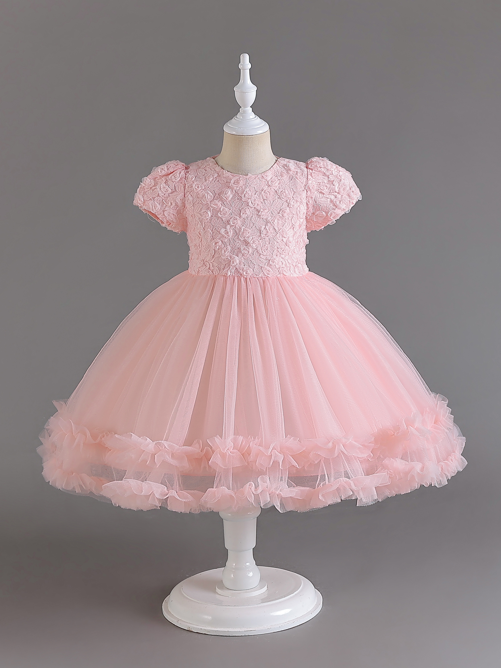 Flower Girl Cute Princess Dress Little Girl Puff Sleeve Tutu - Temu