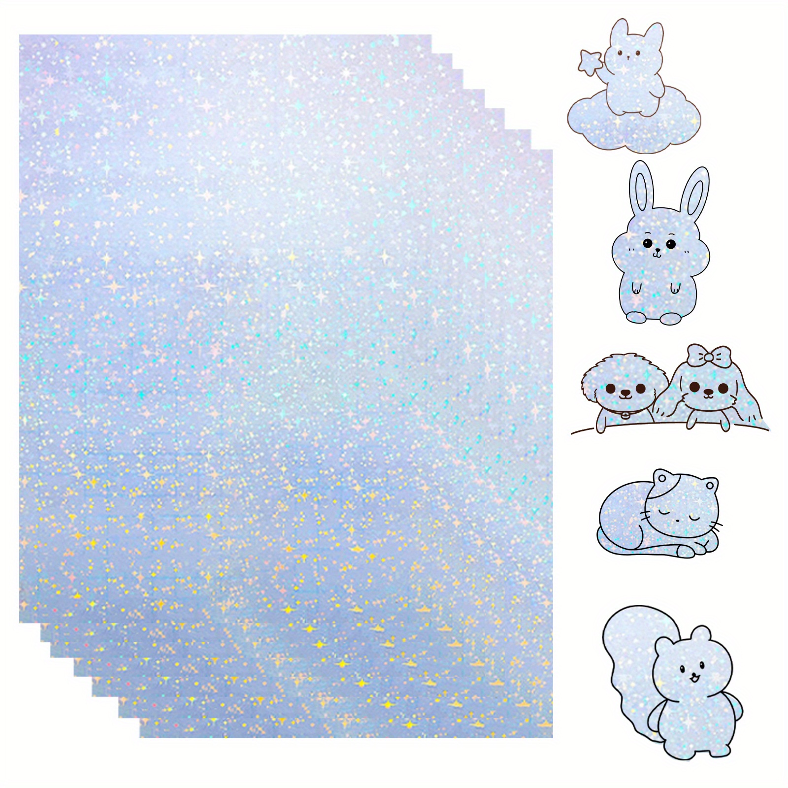 50 Sheets Broken Glass Hologram Cold Lamination Film Sticker A4