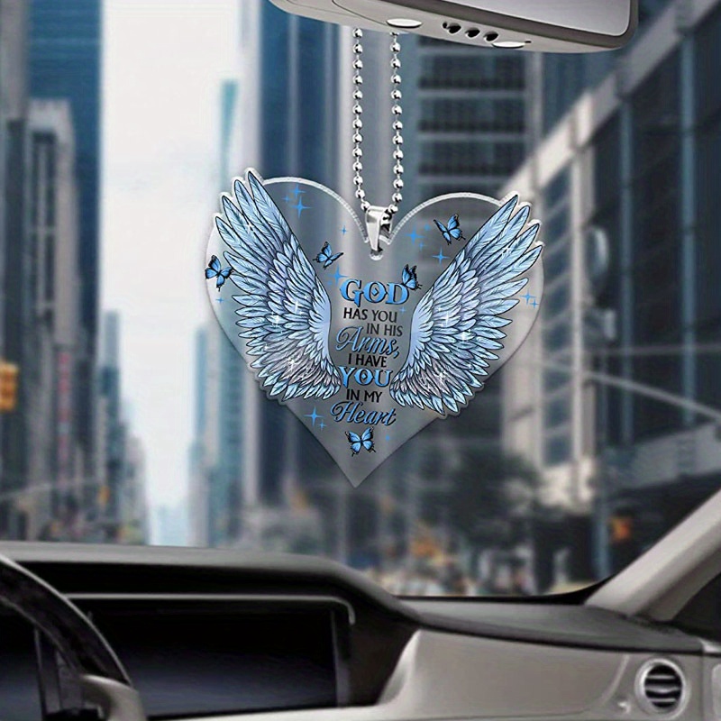 1pc Engel Herz Flügel Transparent Auto Anhänger Rückspiegel - Temu