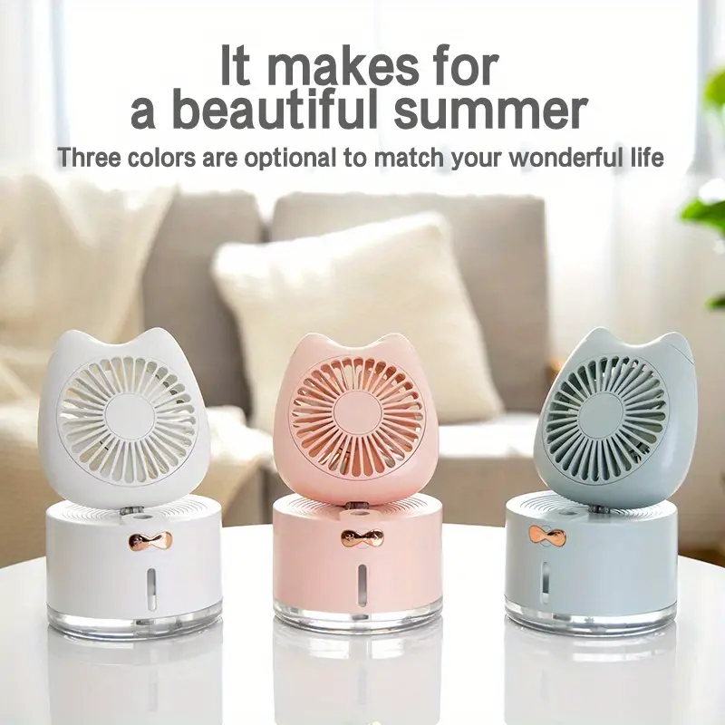 1pc foldable portable stand fan usb desk fan 3 speeds super quiet adjustable height and head great for home office outdoor travel capable of emitting light and humidification gift for friends families details 3
