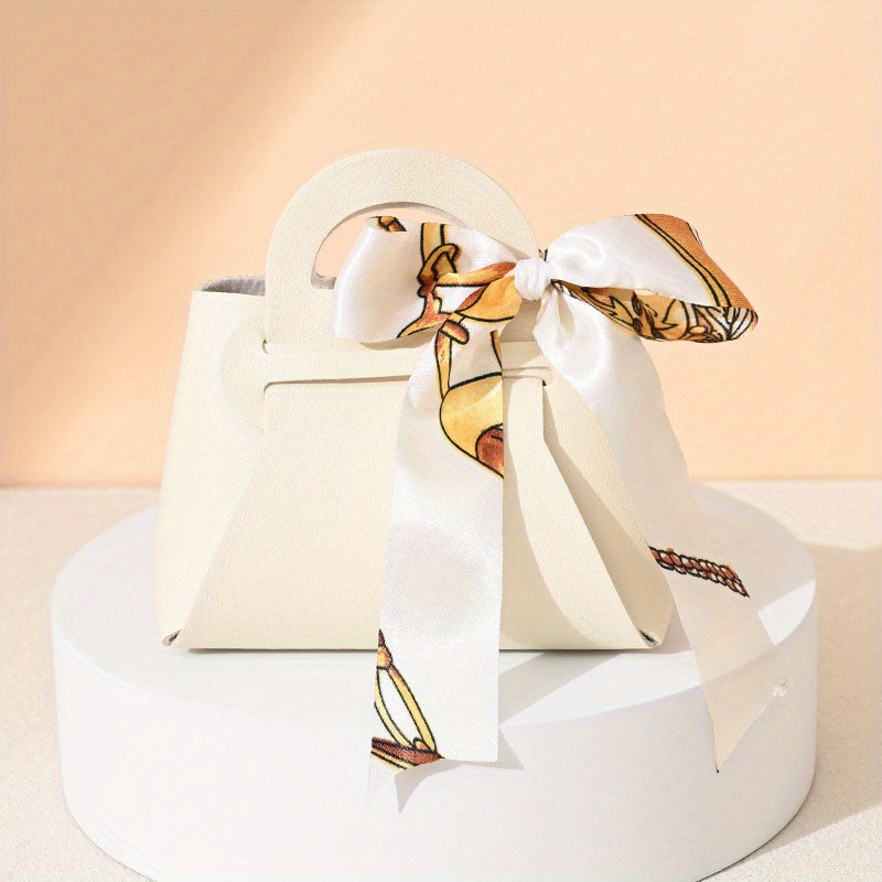 Bow Ribbon Stripe Handbag Cookies Candy Festival Small Gift Packaging Bags  For Jewelry Birthday Wedding