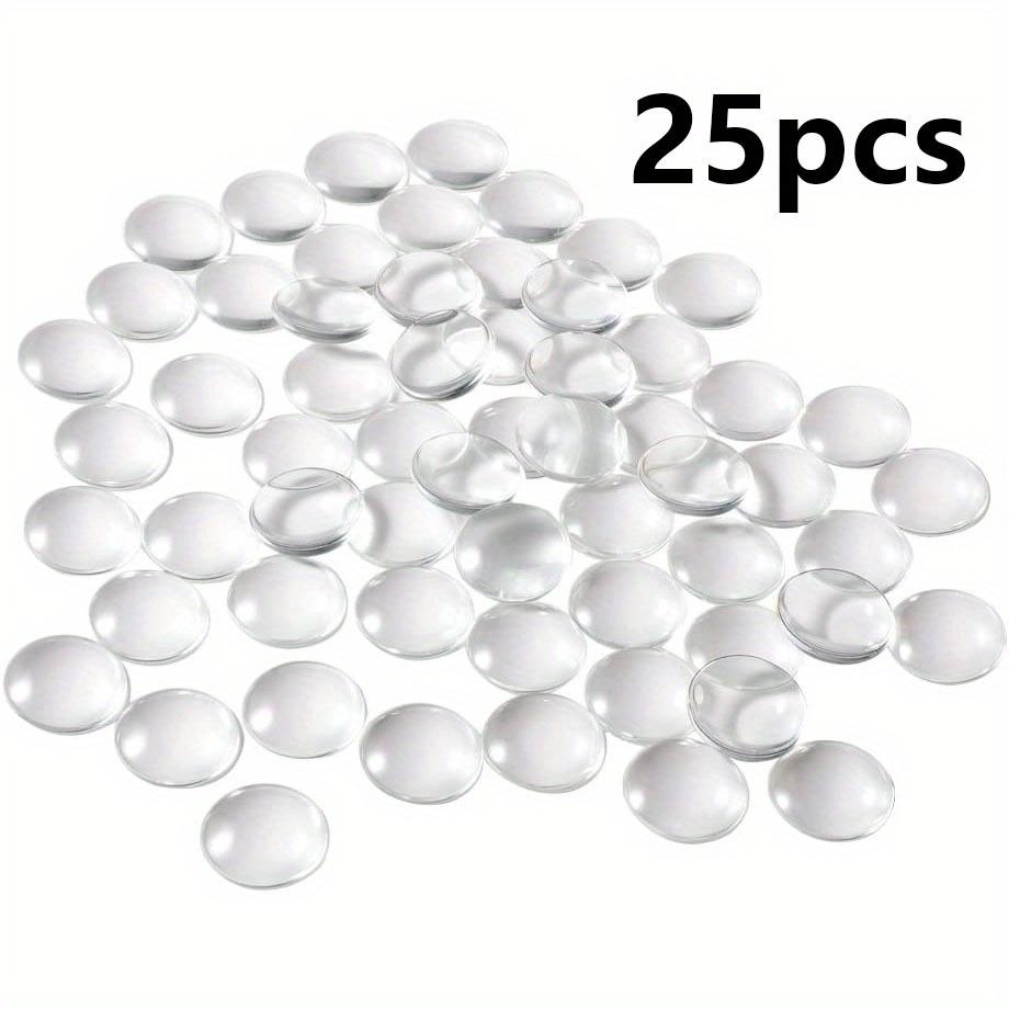 Image of 25pcs Glass Dome Cabochons Clear Round Cabochons Tiles, Non-calibrated Inch/25mm For Cameo Pendants Photo Jewelry Necklaces