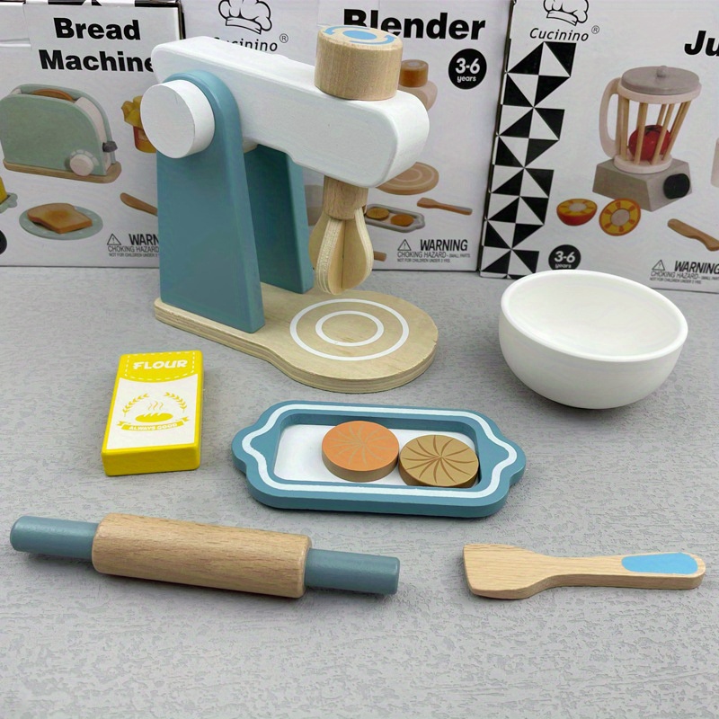 Childrens Play House Simulation Bread Machine Boy And Girl Mixer Cooking  Kitchen Toy Wooden, Save Money On Temu