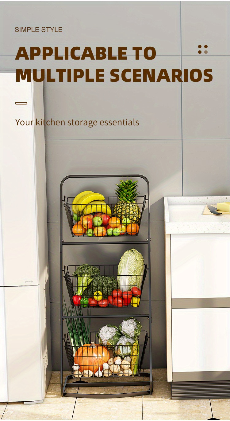 2/3 tier Fruit Basket Kitchen Black Metal Wire Basket Temu