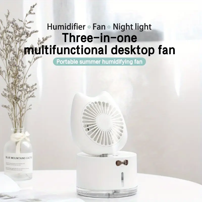 1pc foldable portable stand fan usb desk fan 3 speeds super quiet adjustable height and head great for home office outdoor travel capable of emitting light and humidification gift for friends families details 5