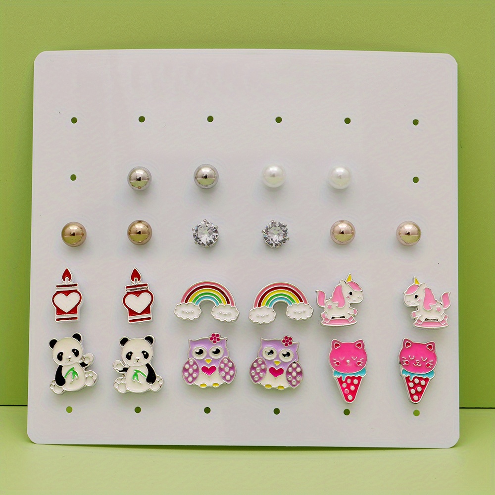 9 Pairs Cute Stud Earrings For Girls Hypoallergenic Earrings