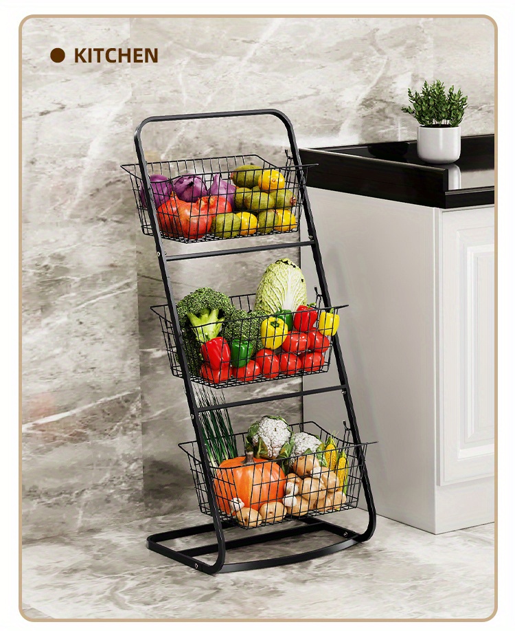 2/3 tier Fruit Basket Kitchen Black Metal Wire Basket Temu