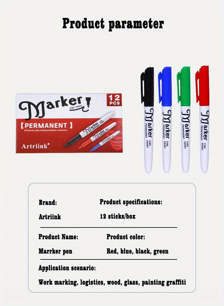 Permanent Markers,fine Tip Black Permanent Marker Pens Bulk Of Black Marker  Set Waterproof,quick Drying Black Markers Permanent Work On  Wood,metal,plastic,stone,glass For Office School Home - Temu Latvia