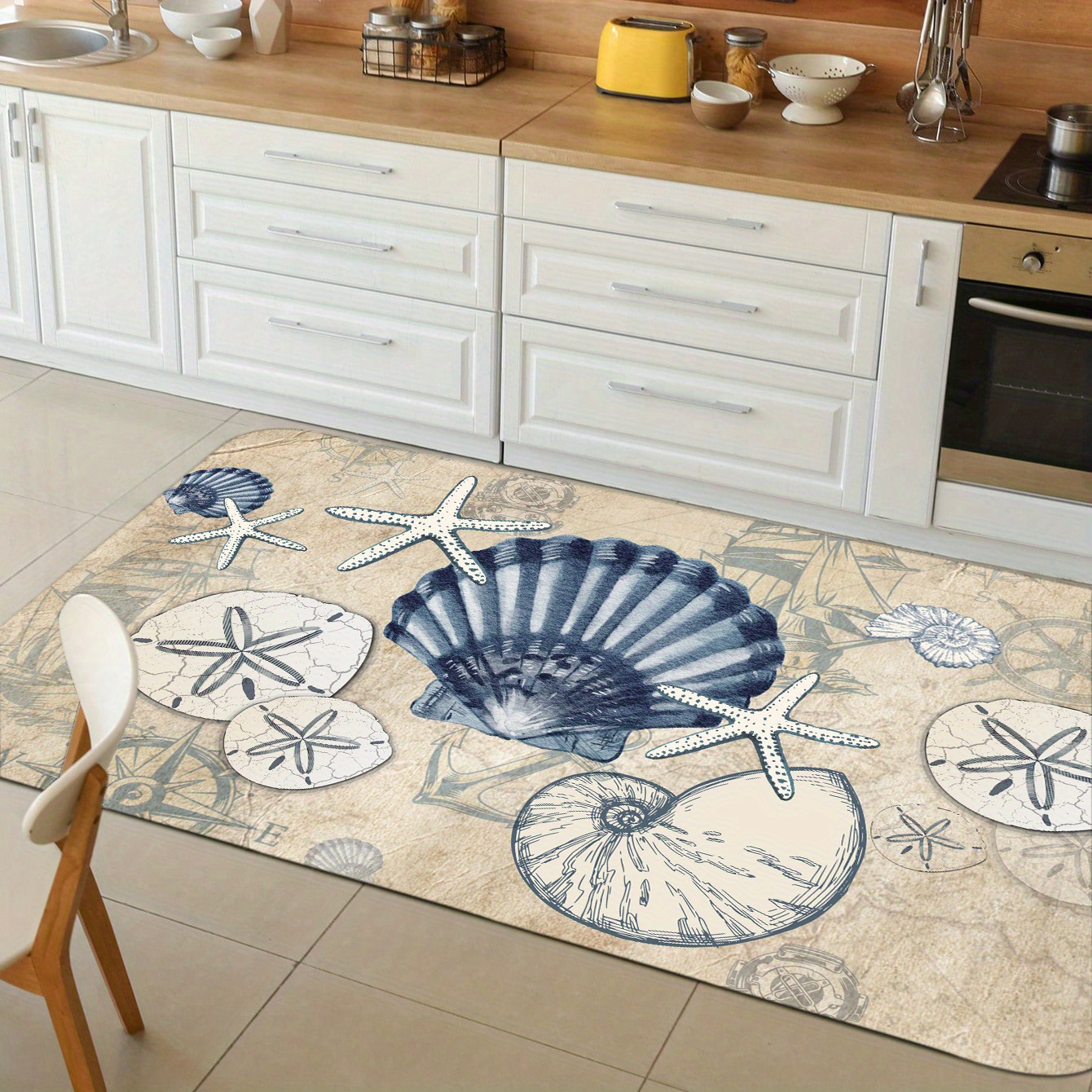 Nautical Kitchen Rugs Set, Beach Starfish Kitchen Mats Cushioned Anti  Fatigue