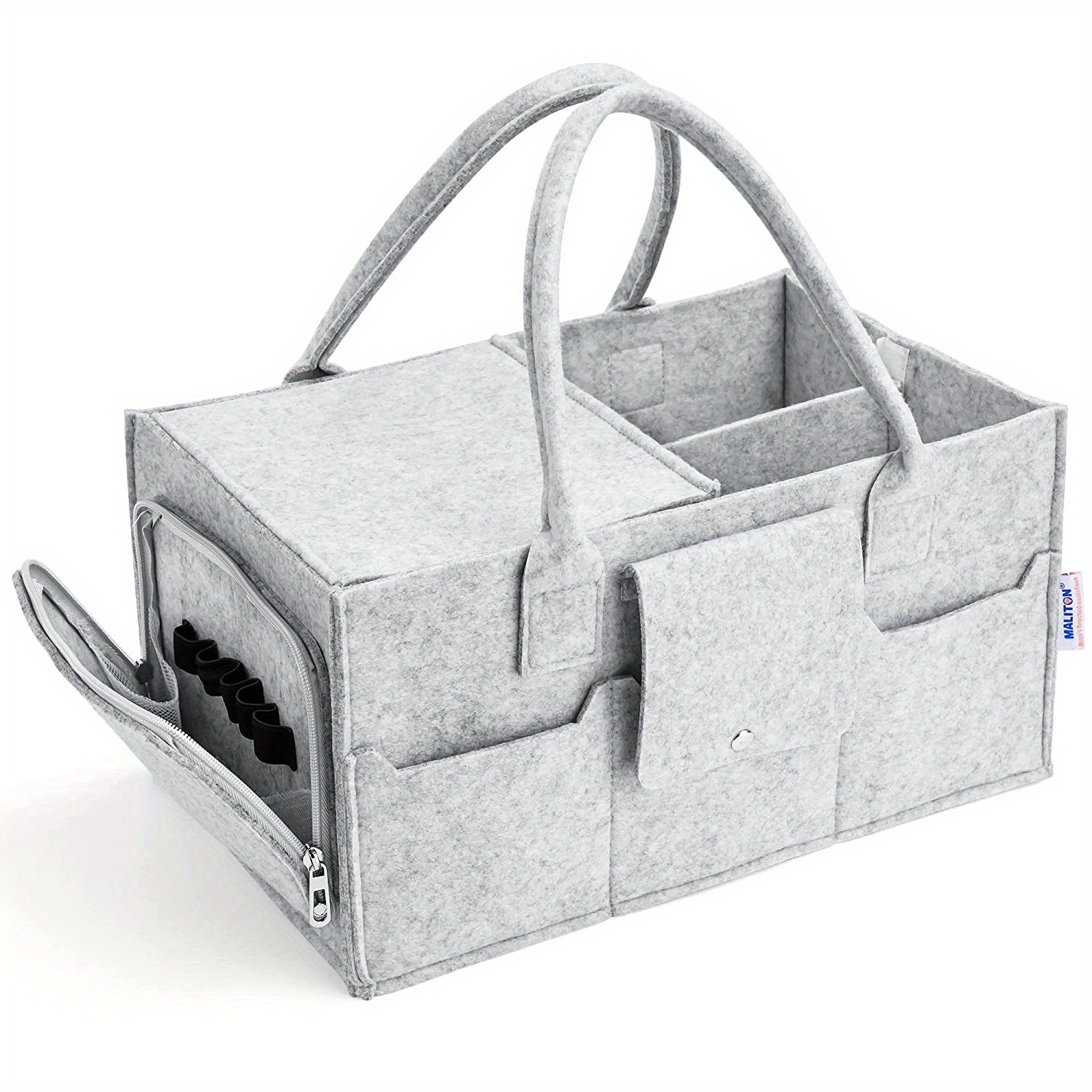 PaperKiddo Organisateur de couches pour bébé avec table à langer, poubelle  de rangement portable en feutre 2 en 1 et organiseur de voiture pour  couches, lingettes pour bébé et jouets : 
