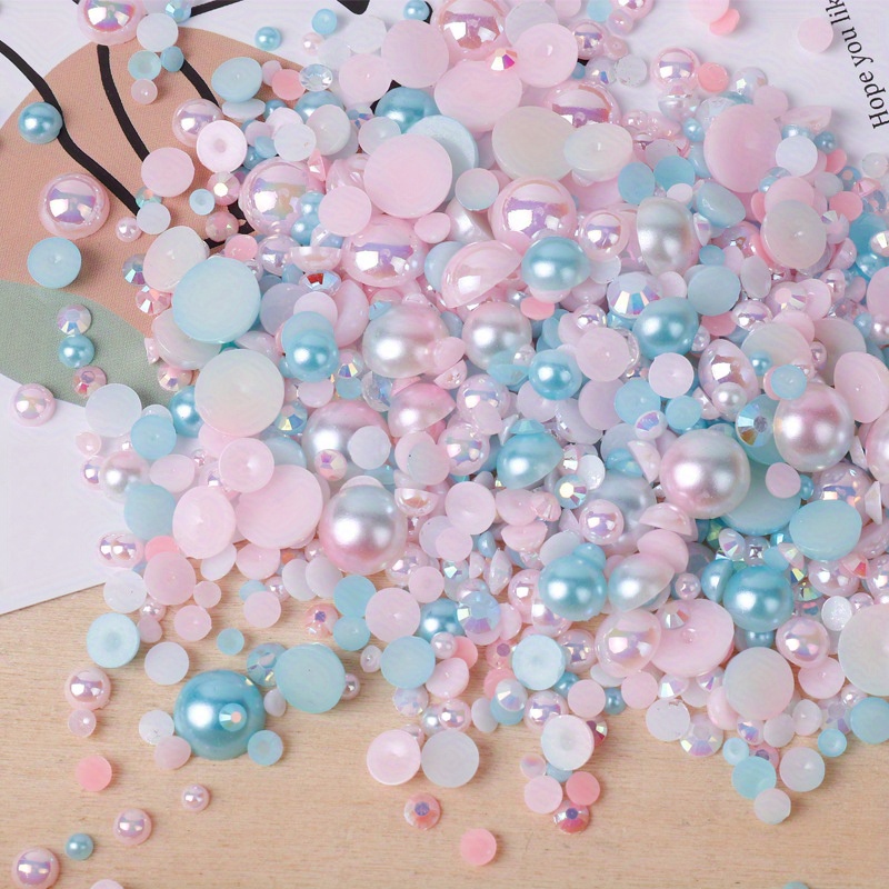 Decoración de perlas para uñas, piezas redondas de uñas, suministros de  arte de uñas semicirculares, perlas de uñas de diseño brillante para  mujeres