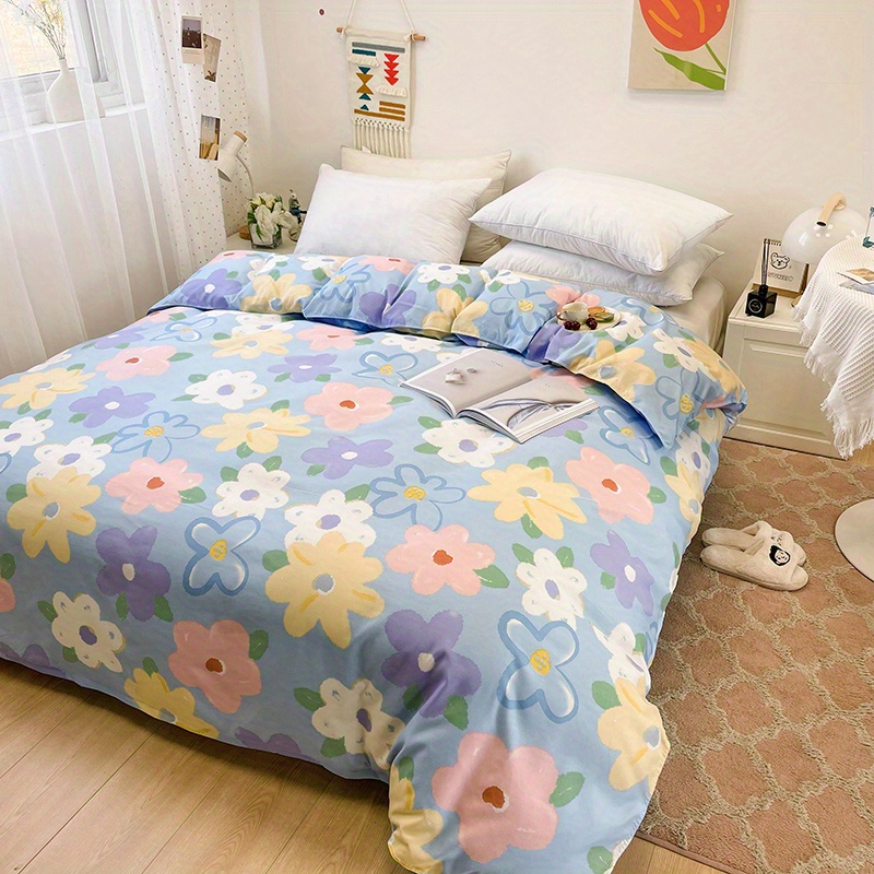 2/3pcs Multicolor Flower Print Duvet Cover Set - Soft and Cozy Bedding for All Seasons - Includes 1 Duvet Cover and 1/2 Pillowcases - Perfect for Bedrooms, Guest Rooms, and Student Dorms