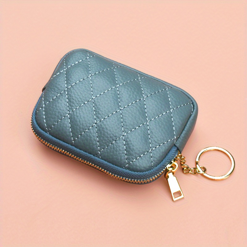Fashion Genuine Leather Women Coin Purse Double Zipper Small Pouch Purse  Wallet With Key Ring Triple - Temu