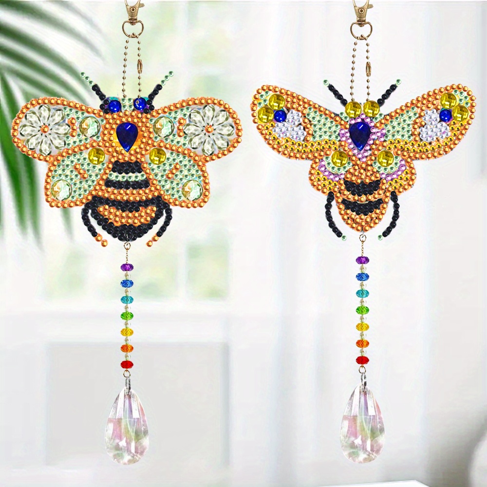  3 Pcs Diamond Painting Wind Chimes Suncatcher, Hanging  Crystal Double Sided Chime Ornament Decor For Garden Window Home DIY Kits  For Kids Adults -Style A