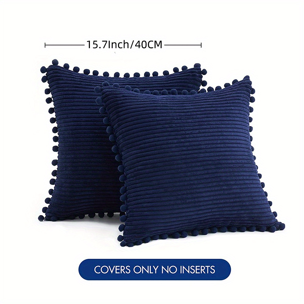 Small Navy Blue Throw Pillow Covers 16x16 Inch Set of 2 Decorative Accent  Pillow Case Square Cushion Covers for Couch Sofa Bed Living Room Farmhouse