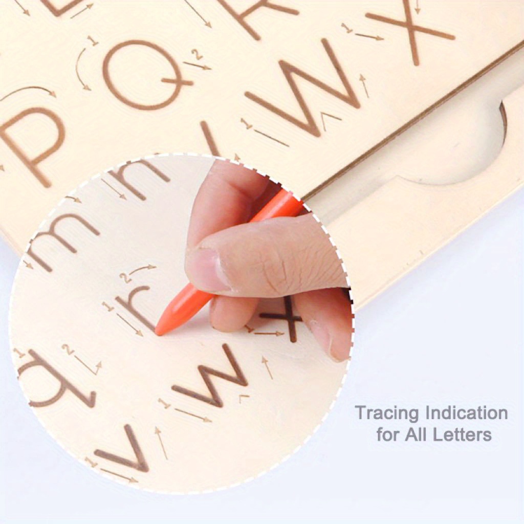 Double sided Wooden Alphabet Tracing Board: Perfect For Pre - Temu