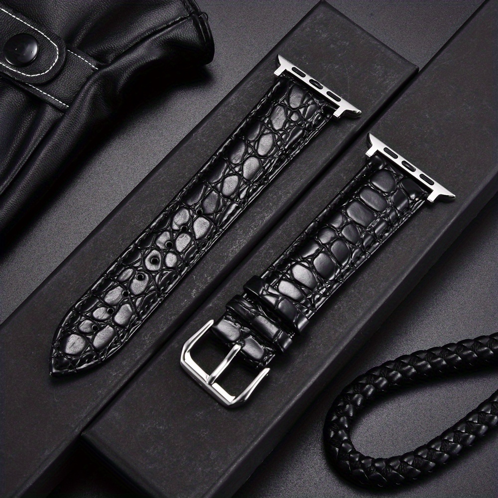 Image of Crocodile Leather Watchbands For Watch Ultra 6 Se 5 4 3 2 1 Watch Strap 49/45/44/42mm 41/40/38mm