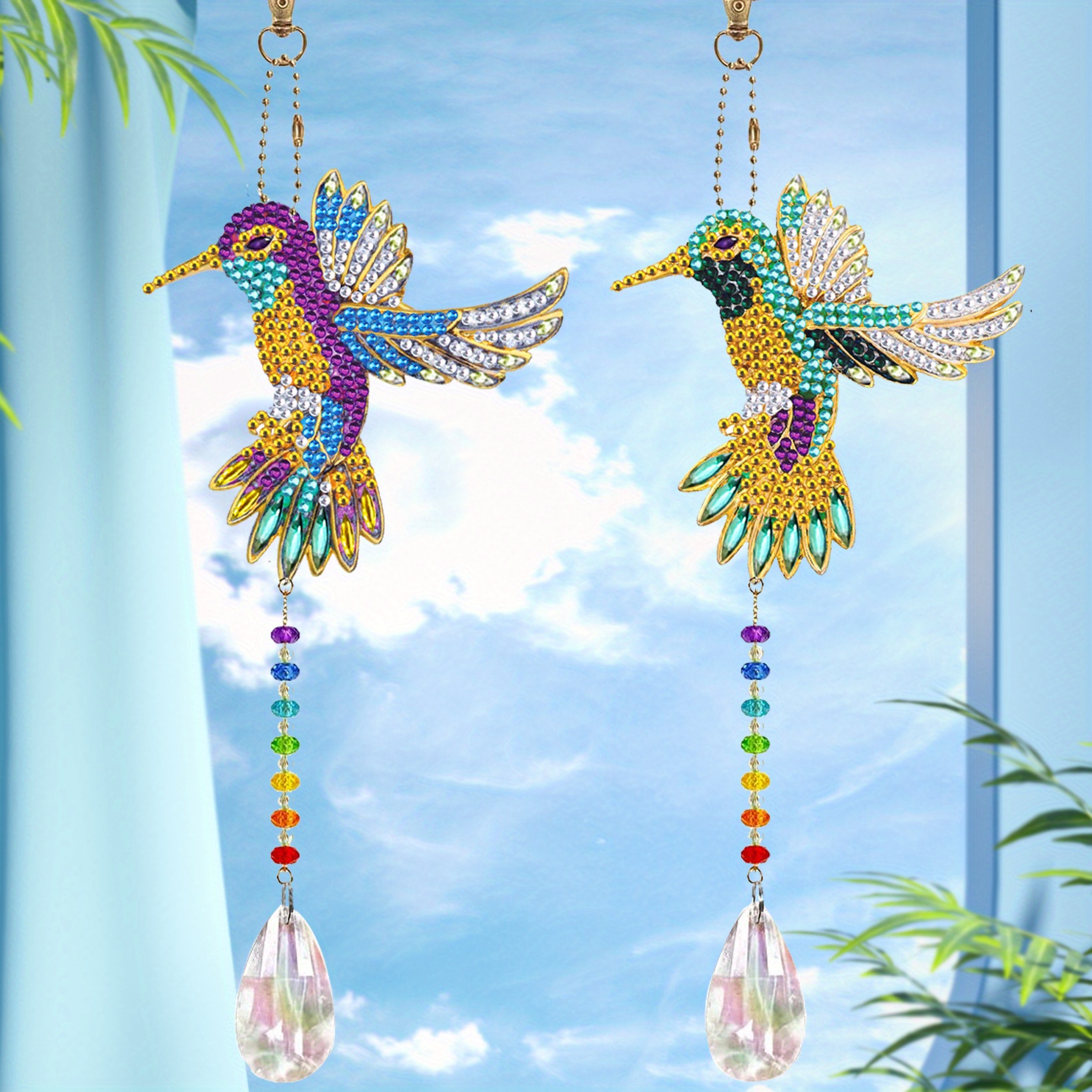 5 Pieces Diamond Painting Suncatcher Kits for Adults, Wind Chime Kits for  Kids D