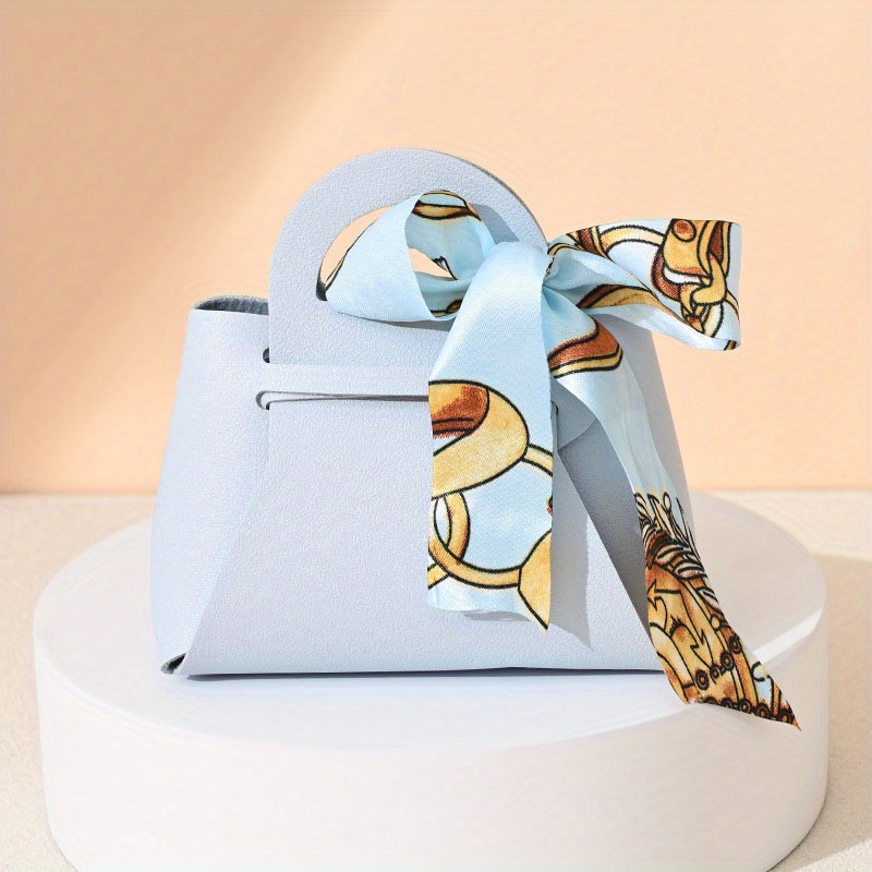 Leather Gift Bags Bow Ribbon Packaging Bag Wedding Favour Distributions Bags  Eid Mubarak Candy Packaging Box Mini Handbag - Temu