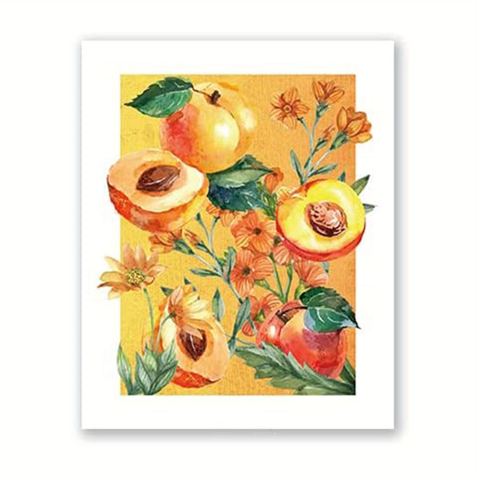 Brighten Up Your Home Decor with a Colorful Fruit Wall Art Print - Unframed Peaches Canvas Print!