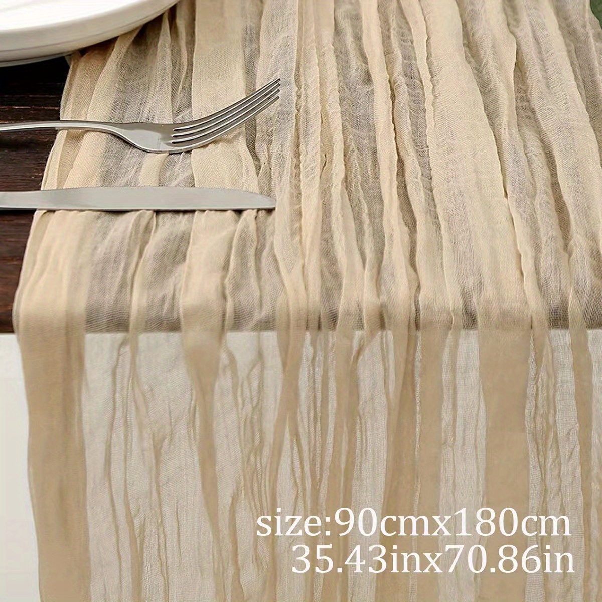 Cheesecloth Table Runner Boho Style Long Pleated Gauze - Temu