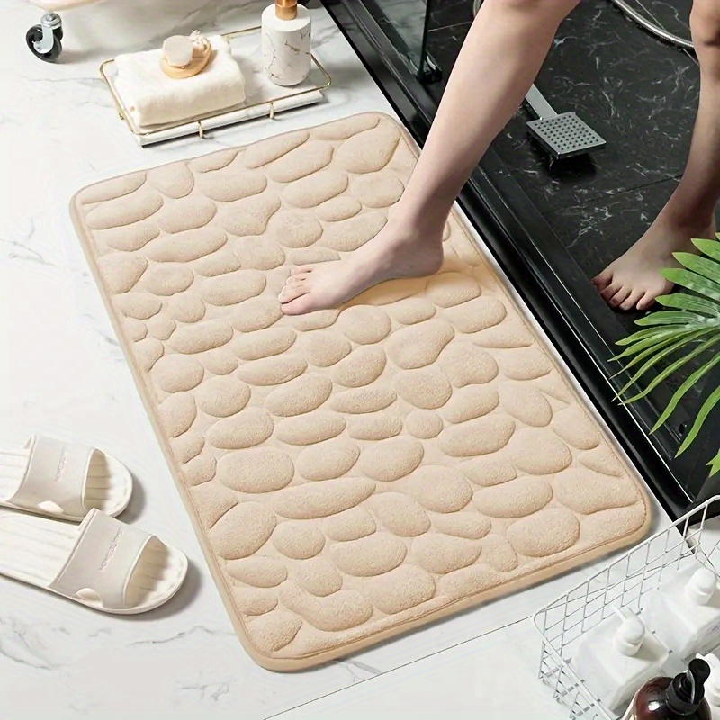 Cobblestone Embossed Bathroom Bath Mat Memory Foam Rapid - Temu Italy