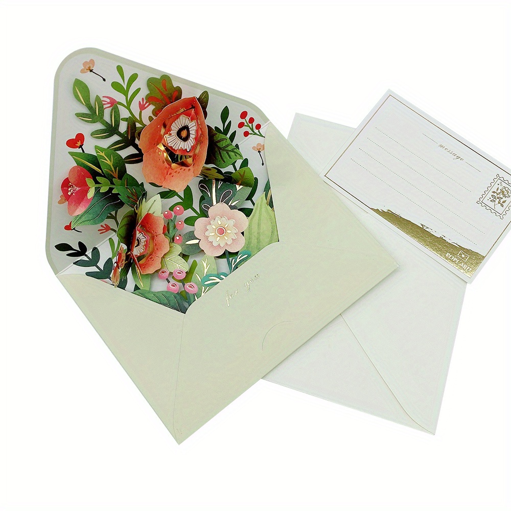 Carte de voeux vierge avec enveloppe / Bonjour carte de voeux / Jolie carte  de fleurs rétro Groovy -  France