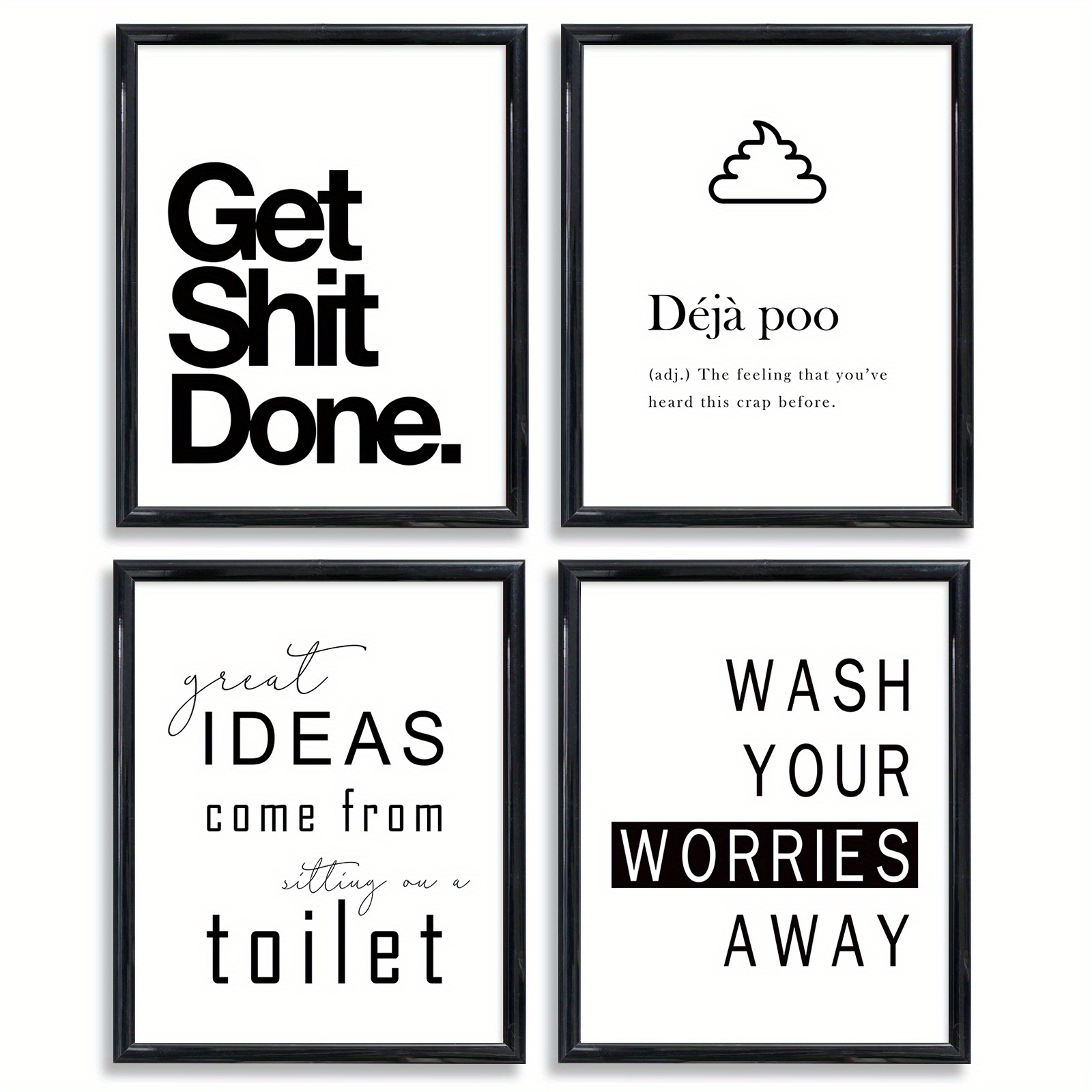 4pcs Funny Bathroom Rules Text Art Decoration Prints 7 8x9 8inch