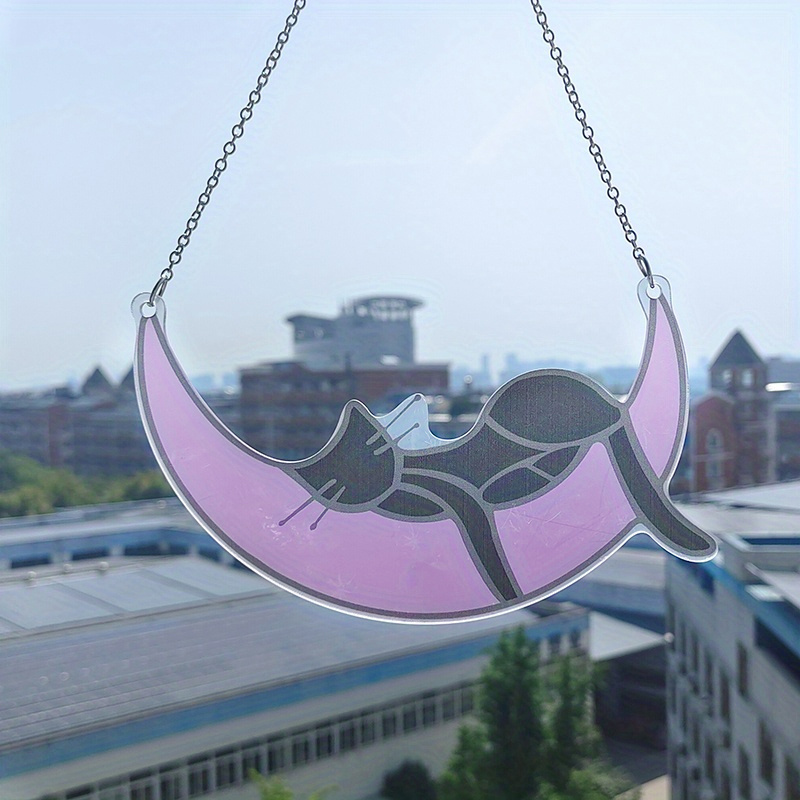 Acrylic Moon Sleeping Cat Window Decor