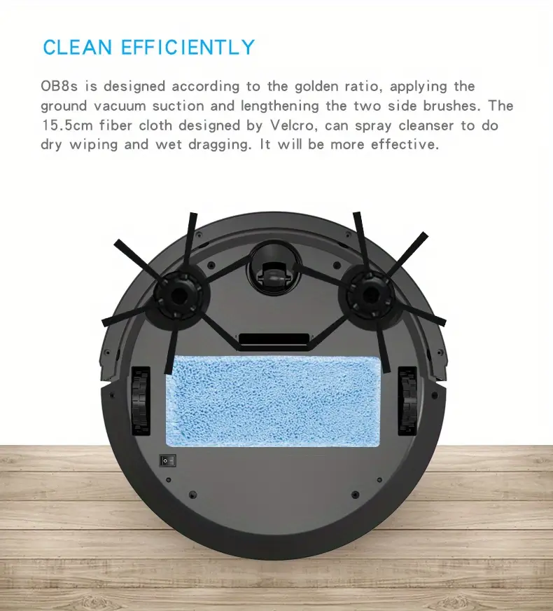 black intelligent sweeping robot ob8s mobile phone remote control sweeping robot intelligent garbage processor portable sweeper large capacity large suction usb charging sweeping and mopping one details 12
