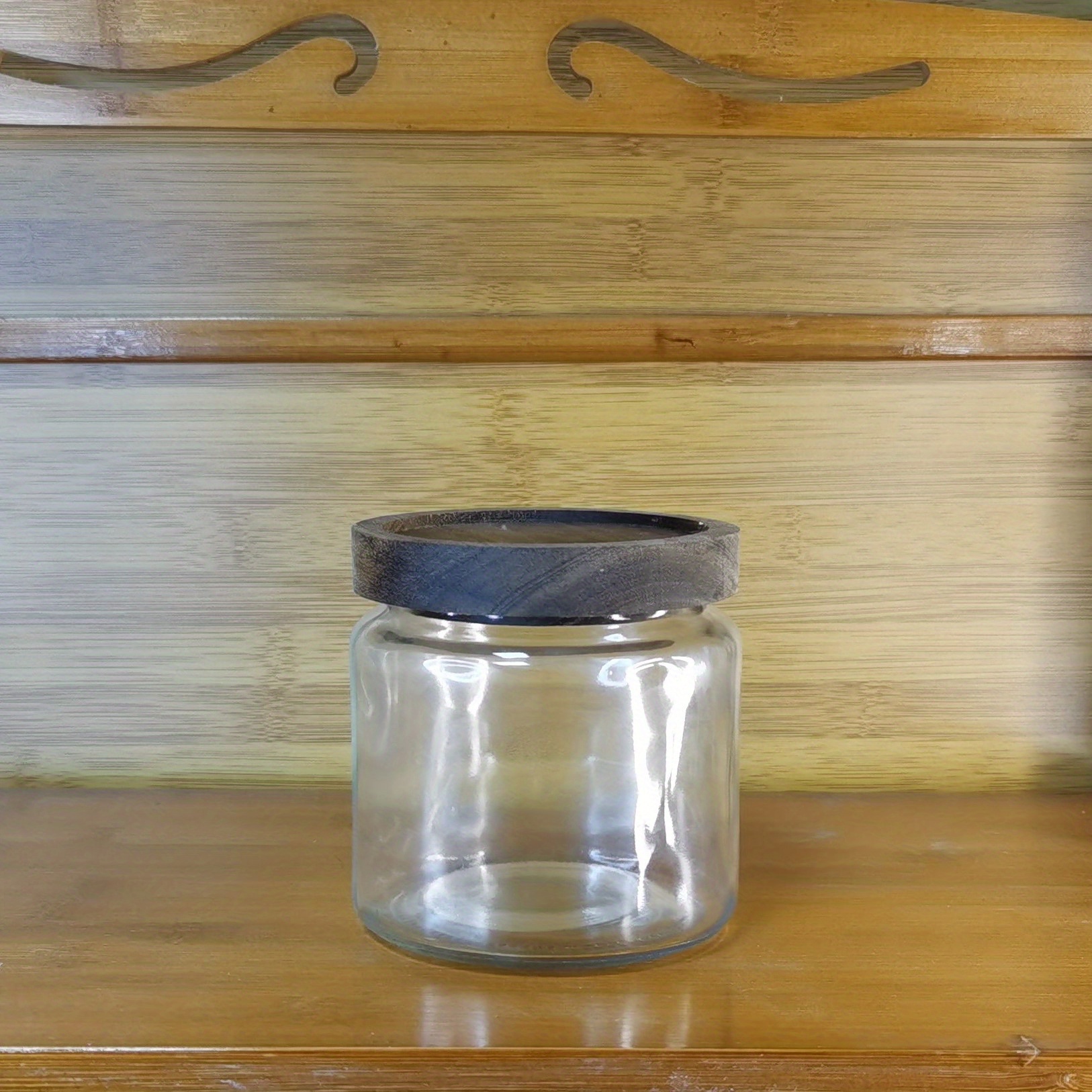 Vintage Glass Storage Jar With Airtight Wooden Lid Perfect - Temu