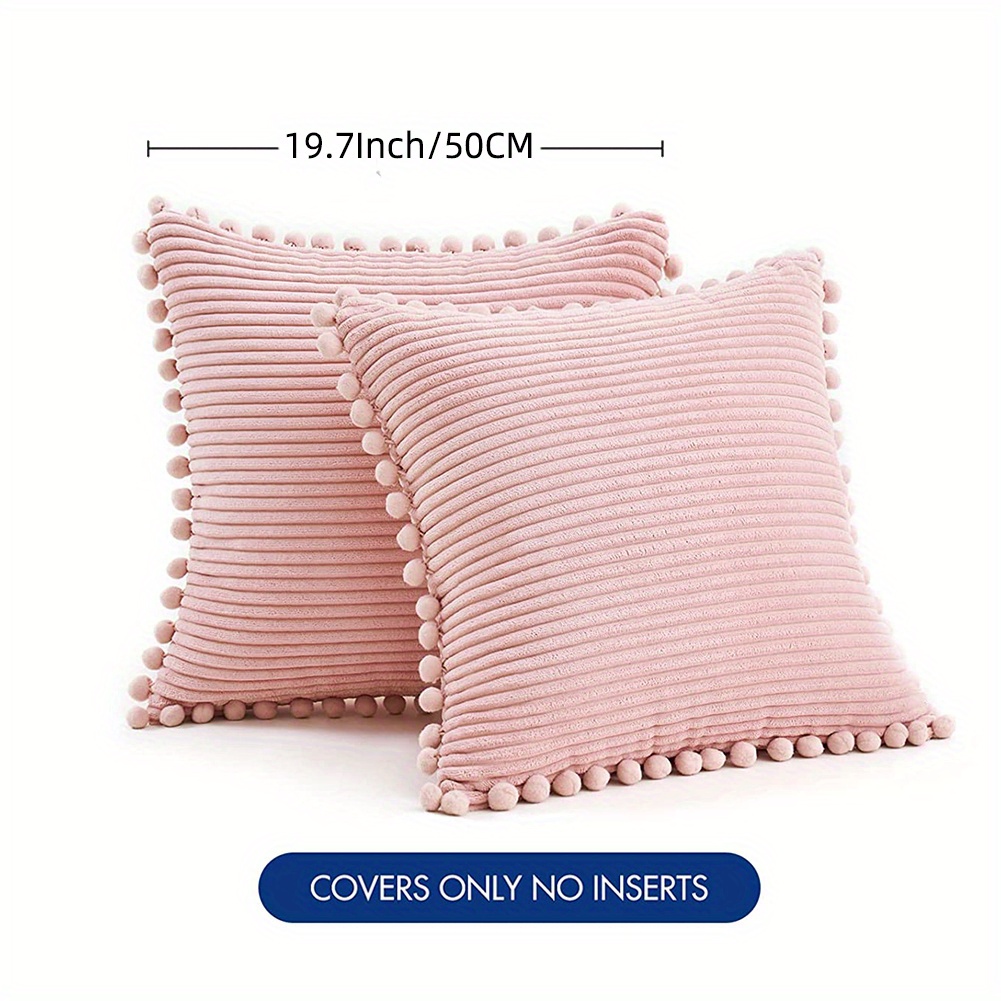 Blush Pink Pillow Covers, Soft Decorative Throw Pillows For Couch, Corduroy  18x18 Pillow Cover, Set Of 2, 18 X 18 Inch, Light Pink