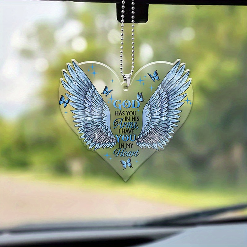 1pc Engel Herz Flügel Transparent Auto Anhänger Rückspiegel - Temu