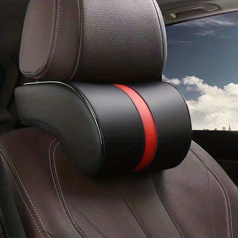 Leather Car Lumbar Support Pillow Auto Headrest Cushion