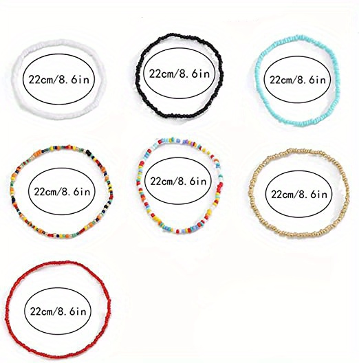 Colorful Mini Rice Beads Beaded Anklet Set Boho Style Temu New Zealand