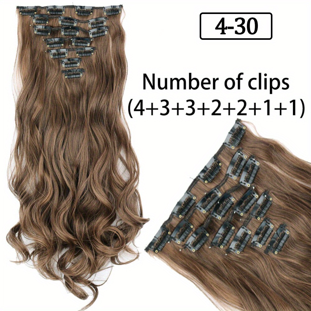 Wavy Curly Hair Extensions 16 Clip In Synthetic Fiber Hair - Temu Canada