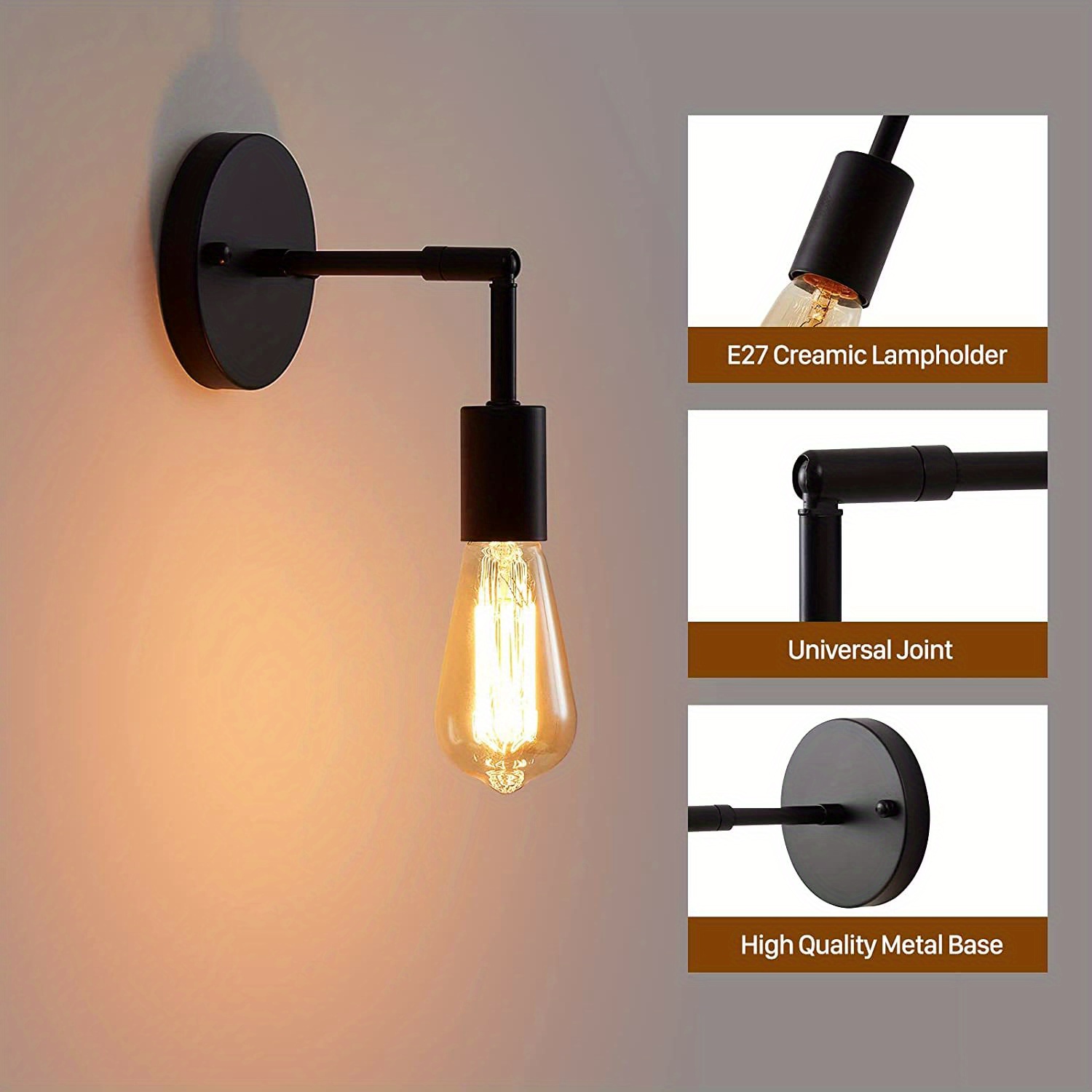 Industrial Wall Sconce Lights Rotatable Vintage style E27 Temu