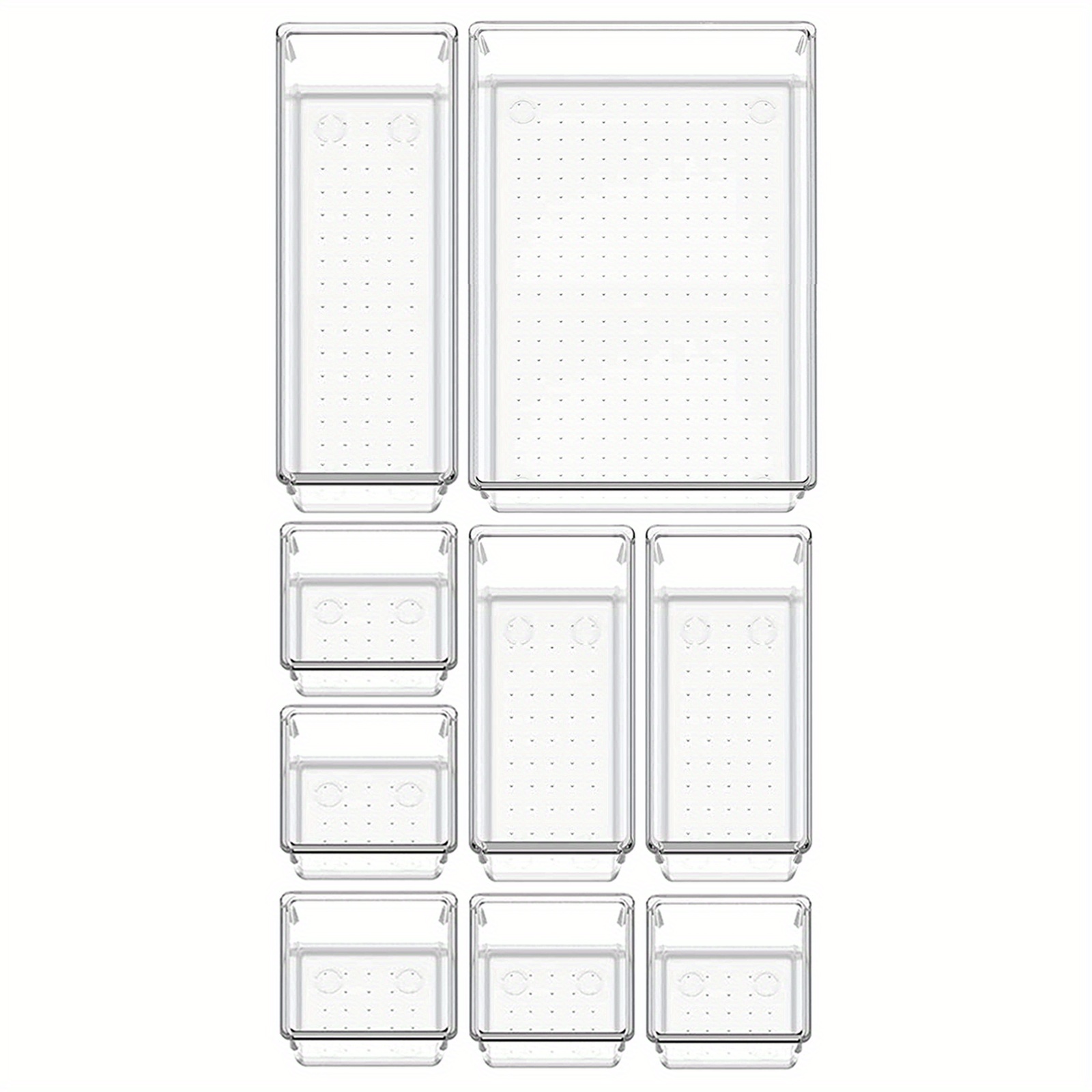 9 Pcs Stackable Drawer Organizer Trays Set, Multifunctional Stackable  Storage Trays for Vanity, Bathroom, Kitchen, Desk Drawer Organizer Office.