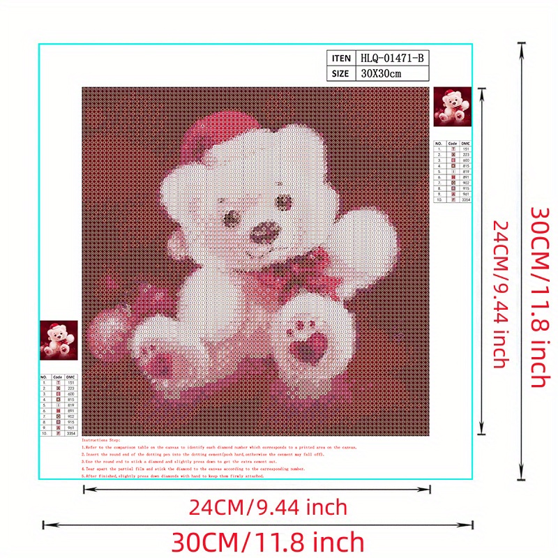 Diy 5d Diamond Painting Kit Toy Bear Painting Wall Art Decor - Temu